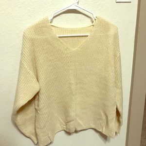 Cream V-neck Sweater